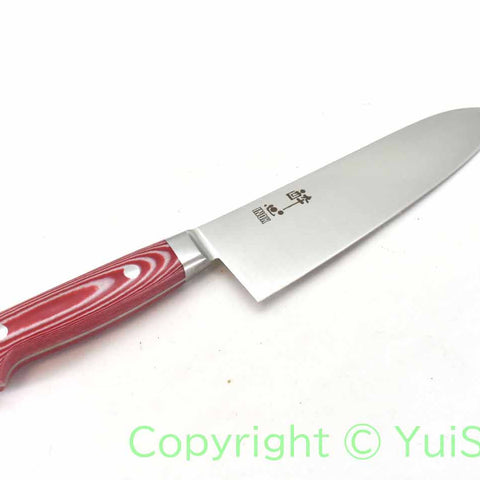 Suisin Premium INOX  Santoku 180 mm / My Carta Handle Red White