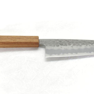 SUKEMATSU Yasuki White Steel #2 Hammered Santoku 165 mm with Oak Handle