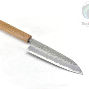 SUKEMATSU Yasuki White Steel #2 Hammered Santoku 165 mm with Oak Handle