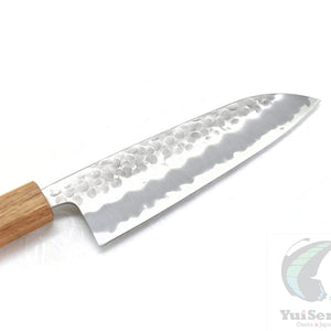 SUKEMATSU Yasuki White Steel #2 Hammered Santoku 165 mm with Oak Handle