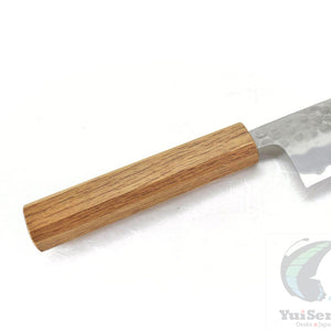 SUKEMATSU Yasuki White Steel #2 Hammered Santoku 165 mm with Oak Handle