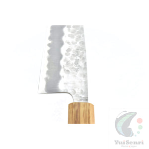 SUKEMATSU Yasuki White Steel #2 Hammered Santoku 165 mm with Oak Handle