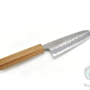 SUKEMATSU Yasuki White Steel #2 Hammered Santoku 165 mm with Oak Handle