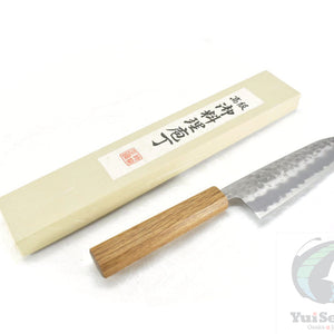SUKEMATSU Yasuki White Steel #2 Hammered Santoku 165 mm with Oak Handle