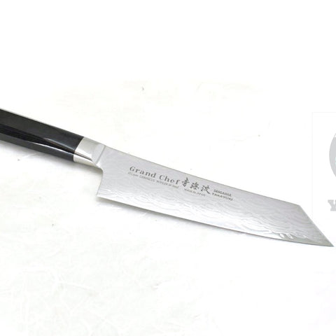Sakai Takayuki GRAND CHEF SEIGAIHA 45 Layers Damascus BOHLER SP Steel Kengata Santoku 160 mm