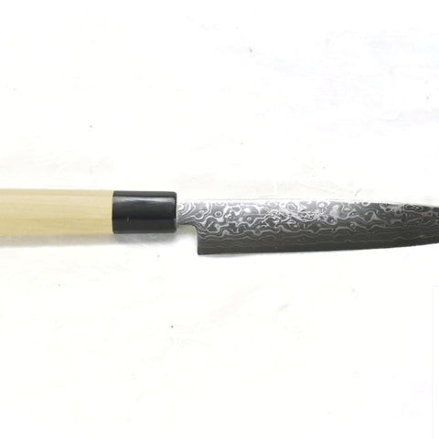 Yoshihiro Ginsan Damascus Paring Knife 150 mm - Stainless Chef's Petty with Excellent Edge Retention and Easy Maintenance, Magnolia Handle