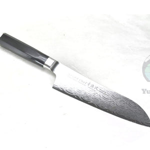 Sakai Takayuki Grand Chef Seigaiha Santoku 180 mm – 45-Layer Damascus Böhler N685 Stainless Steel Japanese Multi-Purpose Knife
