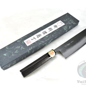 Yoshihiro KUSP Nakiri 165 mm – White Steel #2 Kurouchi Japanese Vegetable Knife