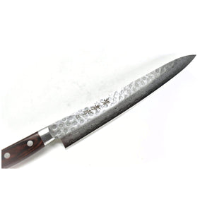 Sakai Takayuki VG-10 17 Layers Hammered Damascus Sujihiki 240 mm - Stainless Steel Japanese Slicing Knife with Excellent Balance of Sharpness and Durability