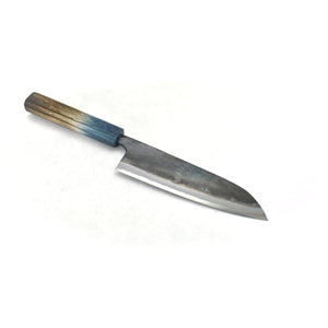 Yoshihiro Blue Steel #2 Black Forging RGB Santoku 165 mm Blue Oak Handle