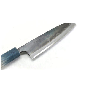 Yoshihiro Blue Steel #2 Black Forging RGB Santoku 165 mm Blue Oak Handle