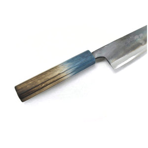 Yoshihiro Blue Steel #2 Black Forging RGB Santoku 165 mm Blue Oak Handle