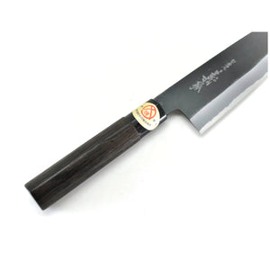 Yoshihiro White Steel #2 KUSP Santoku Black Finish Black Chestnut