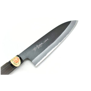 Yoshihiro White Steel #2 KUSP Santoku Black Finish Black Chestnut