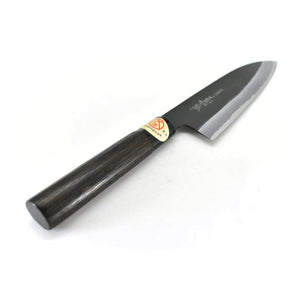 Yoshihiro White Steel #2 KUSP Santoku Black Finish Black Chestnut