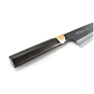 Yoshihiro White Steel #2 KUSP Santoku Black Finish Black Chestnut